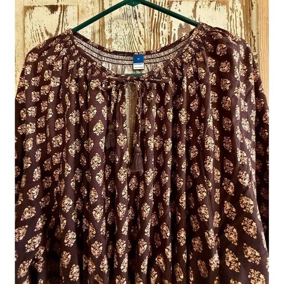 Women's Old Navy Long-Sleeve Cinch Waist Tiered Poet Midi Dress - Brown - 3X - Picture 3 of 5